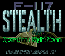 F-117 title screen for Sega Mega Drive